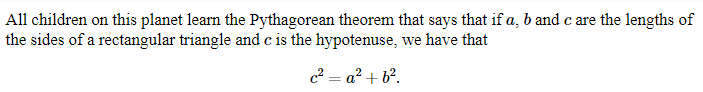 Output result of the MathJax test file.